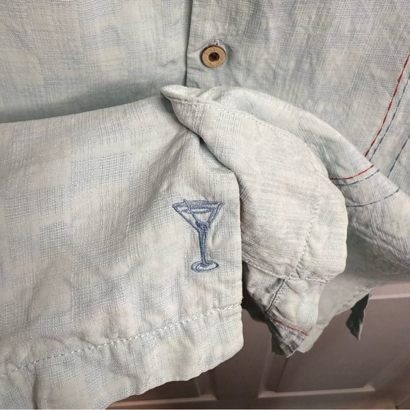 Tommy Bahama Blue Silk Club Shirt Retro Style Hawaiian Martini Tropical GUC - Picture 7 of 9
